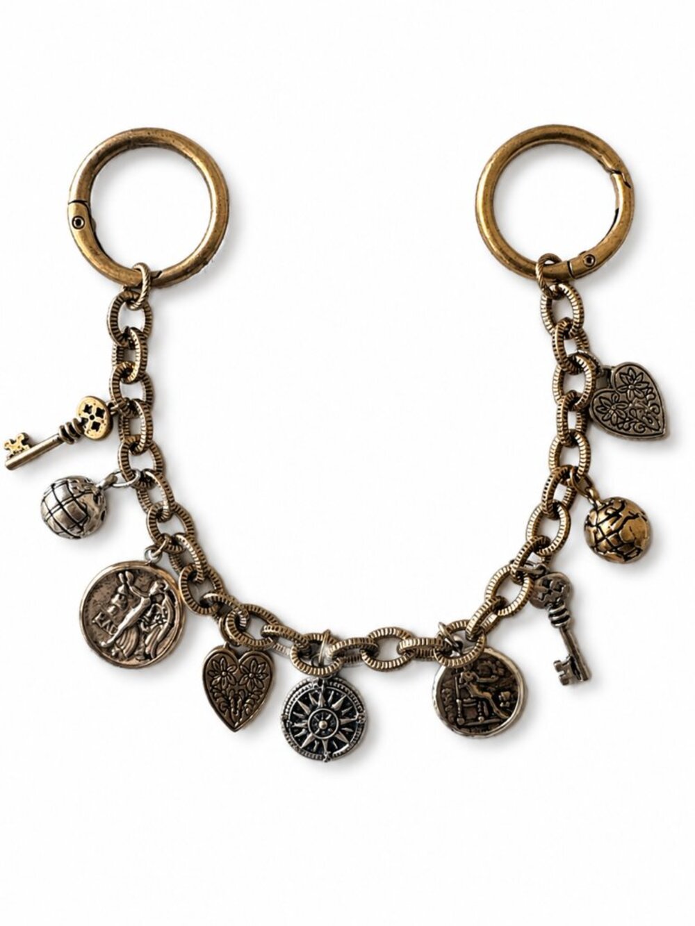 Patricia Nash 9 Multi-Charm Handbag Metal Jewelry Fob Accent Gold Silver